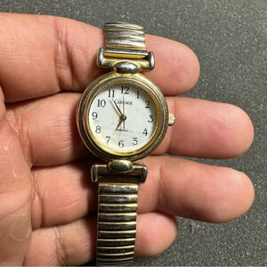 Carriage By Timex Indiglo Ladies Quartz Watch Gold Tone White Dial Working